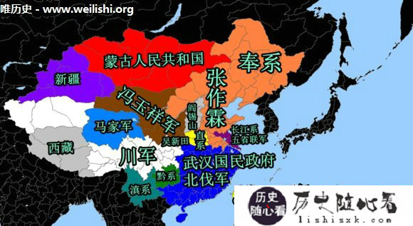 中国1916年到1936年军阀割据演变图