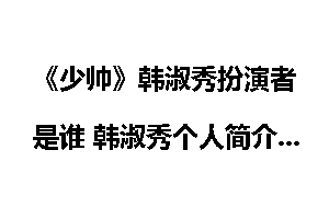 《少帅》韩淑秀扮演者是谁 韩淑秀个人简介