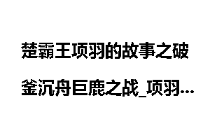 楚霸王项羽的故事之破釜沉舟巨鹿之战_项羽