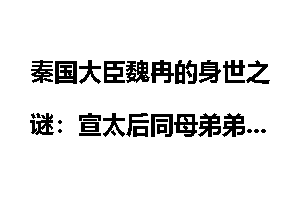 秦国大臣魏冉的身世之谜：宣太后同母弟弟