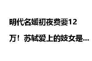 明代名媛初夜费要12万！苏轼爱上的妓女是谁