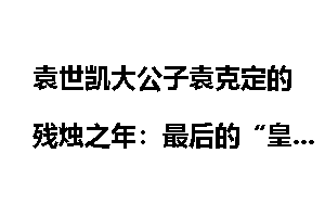 袁世凯大公子袁克定的残烛之年：最后的“皇太子”