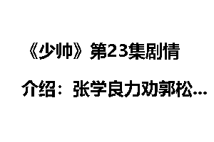《少帅》第23集剧情介绍：张学良力劝郭松龄回头