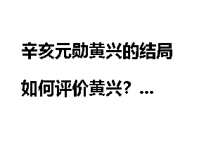 辛亥元勋黄兴的结局 如何评价黄兴？