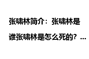 张啸林简介：张啸林是谁张啸林是怎么死的？