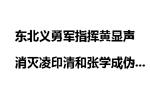 东北义勇军指挥黄显声消灭凌印清和张学成伪军