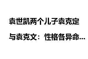 袁世凯两个儿子袁克定与袁克文：性格各异命运不同