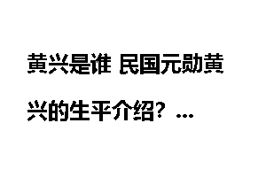 黄兴是谁 民国元勋黄兴的生平介绍？