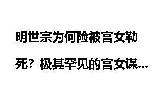 明世宗为何险被宫女勒死？极其罕见的宫女谋害皇帝案