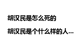 胡汉民是怎么死的  胡汉民是个什么样的人？