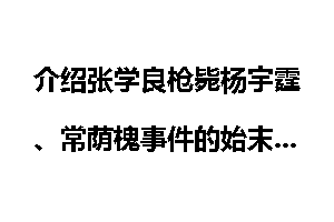 介绍张学良枪毙杨宇霆、常荫槐事件的始末