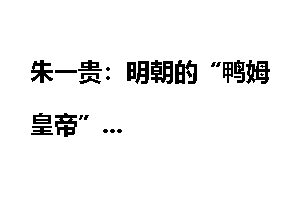 朱一贵：明朝的“鸭姆皇帝”