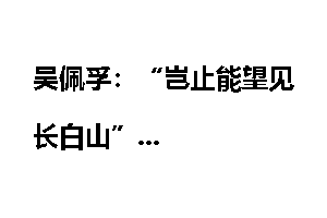 吴佩孚：“岂止能望见长白山”