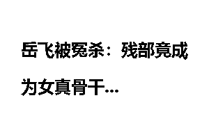 岳飞被冤杀：残部竟成为女真骨干