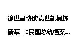 徐世昌协助袁世凯操练新军_《民国总统档案》