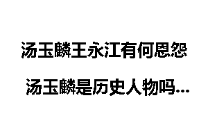 汤玉麟王永江有何恩怨 汤玉麟是历史人物吗