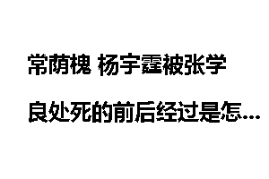 常荫槐 杨宇霆被张学良处死的前后经过是怎样的？