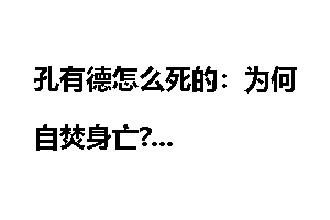 孔有德怎么死的：为何自焚身亡?