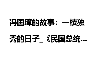 冯国璋的故事：一枝独秀的日子_《民国总统档案》