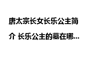 唐太宗长女长乐公主简介 长乐公主的墓在哪