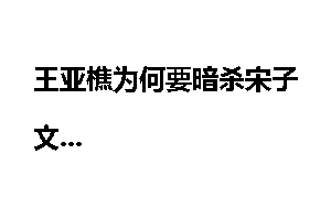 王亚樵为何要暗杀宋子文