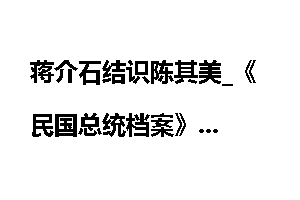 蒋介石结识陈其美_《民国总统档案》