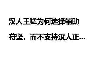 汉人王猛为何选择辅助苻坚，而不支持汉人正统的东晋王朝？