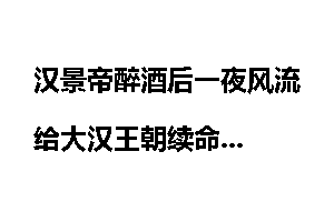 汉景帝醉酒后一夜风流给大汉王朝续命