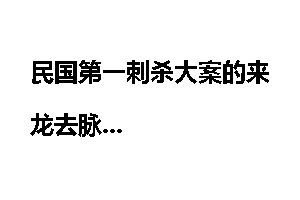民国第一刺杀大案的来龙去脉