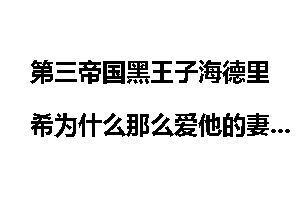 第三帝国黑王子海德里希为什么那么爱他的妻子