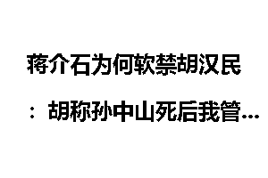 蒋介石为何软禁胡汉民：胡称孙中山死后我管你