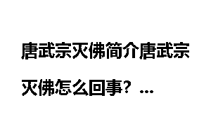 唐武宗灭佛简介唐武宗灭佛怎么回事？