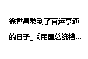 徐世昌熬到了官运亨通的日子_《民国总统档案》