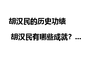 胡汉民的历史功绩   胡汉民有哪些成就？