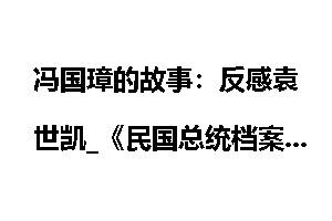 冯国璋的故事：反感袁世凯_《民国总统档案》