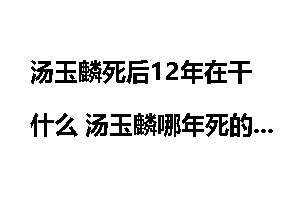 汤玉麟死后12年在干什么 汤玉麟哪年死的