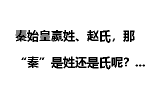 秦始皇嬴姓、赵氏，那“秦”是姓还是氏呢？