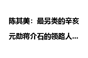 陈其美：最另类的辛亥元勋蒋介石的领路人