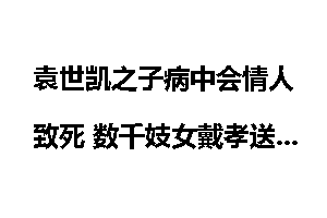 袁世凯之子病中会情人致死 数千妓女戴孝送葬