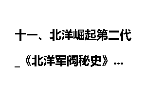 十一、北洋崛起第二代_《北洋军阀秘史》
