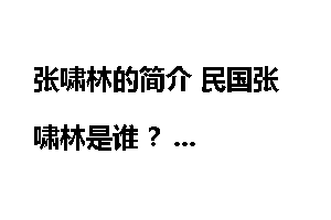 张啸林的简介 民国张啸林是谁 ？