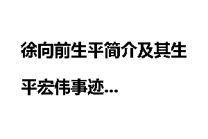 徐向前生平简介及其生平宏伟事迹