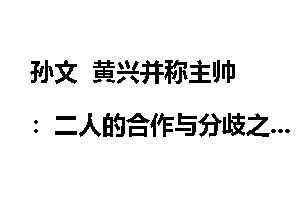 孙文  黄兴并称主帅：二人的合作与分歧之路