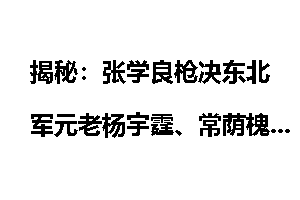 揭秘：张学良枪决东北军元老杨宇霆、常荫槐真相