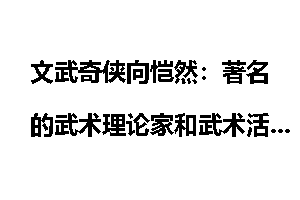 文武奇侠向恺然：著名的武术理论家和武术活动家