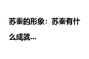 苏秦的形象：苏秦有什么成就