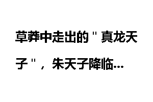 草莽中走出的＂真龙天子＂，朱天子降临