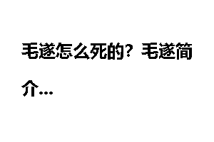 毛遂怎么死的？毛遂简介
