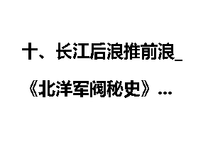 十、长江后浪推前浪_《北洋军阀秘史》