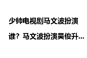 少帅电视剧马文波扮演谁？马文波扮演吴俊升
